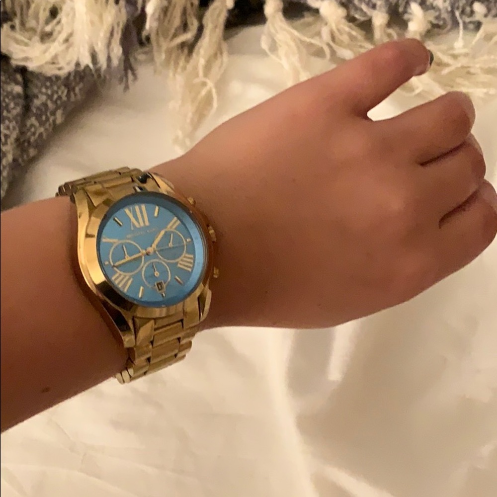 Michael Kors blue and gold watch